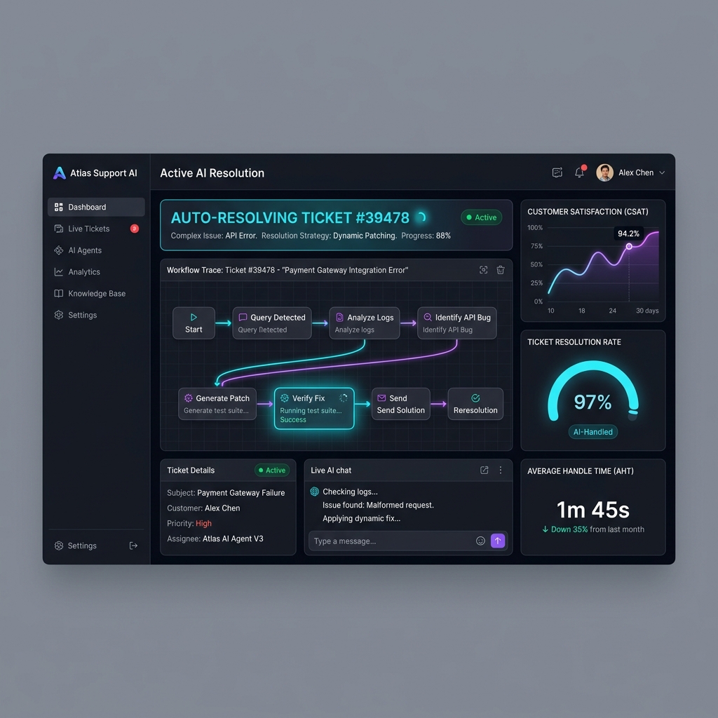 Autonomous AI Support Dashboard UI